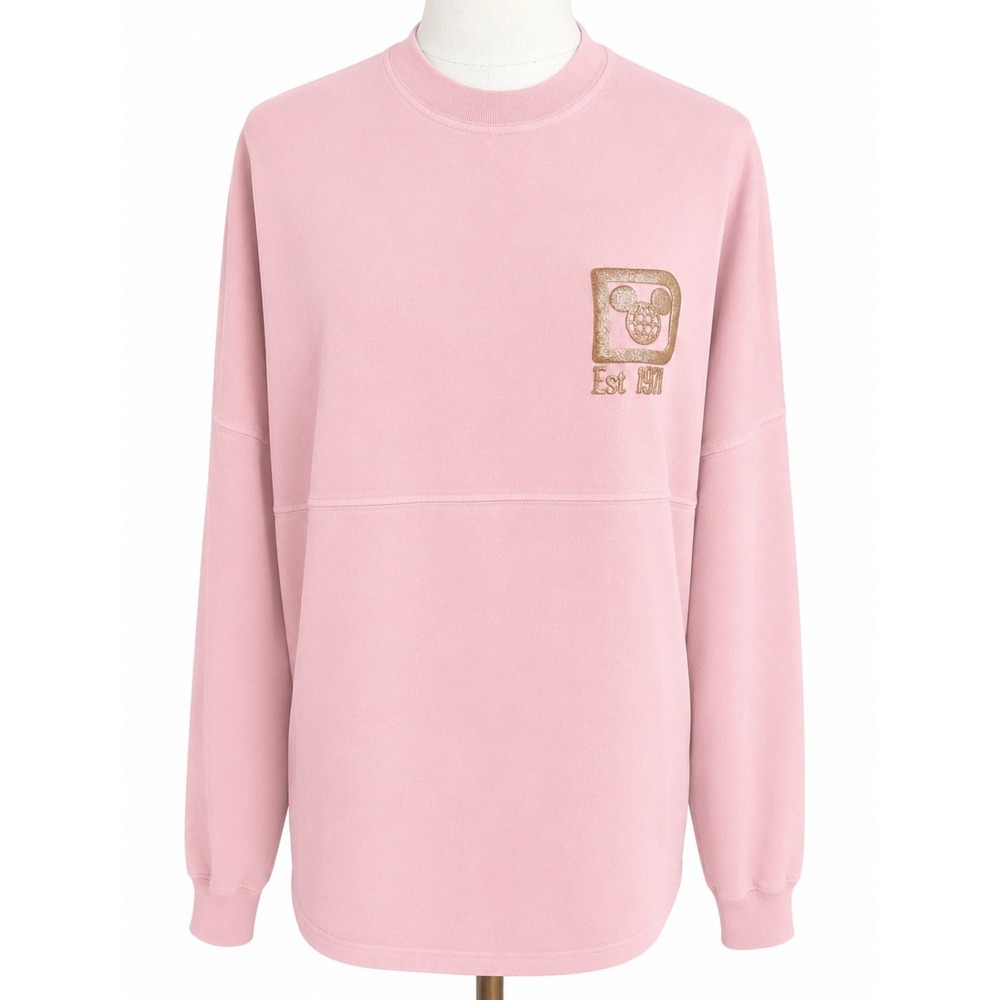 Disney 50th Anniversary Pink Metallic Logo Long Sleeve Tee Shirt Size Medium